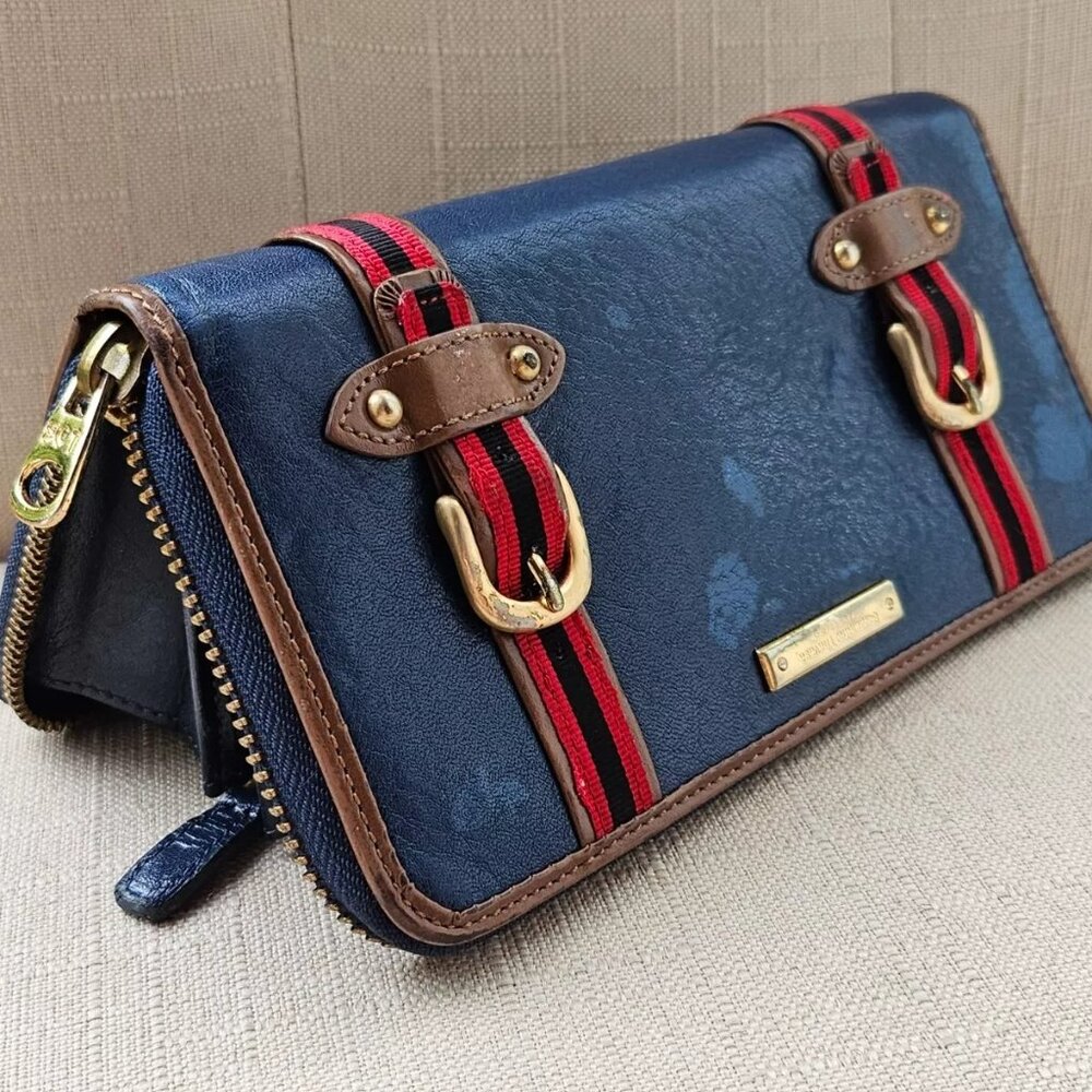 Samantha Thavasa Petit Choice Wallet Clutch Blue Card Holder Purse Zip Around - Picture 4 of 10